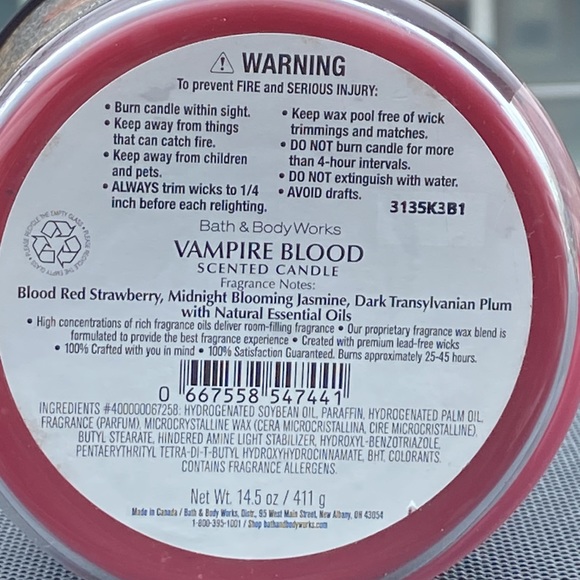 VAMPIRE BLOOD 3 WICK CANDLE BBW - Picture 7 of 7
